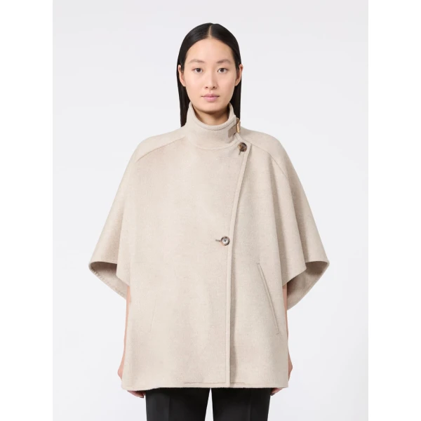 Max Mara Derrik Oversized Cashmere Drap Cape in Stone Grey | Coats | Luxury Shoes 
