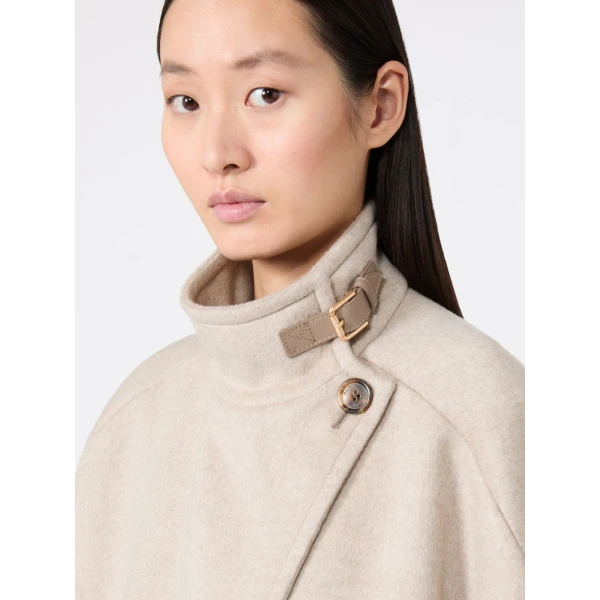 Max Mara Derrik Oversized Cashmere Drap Cape in Stone Grey | Coats | Luxury Shoes 