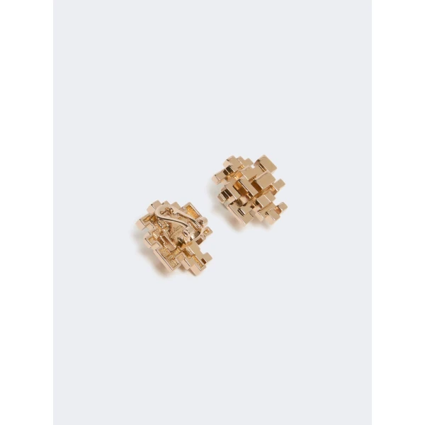 Max Mara Deserto Brutalist Clip Earrings in Bronze | Earrings | Luxury Shoes 