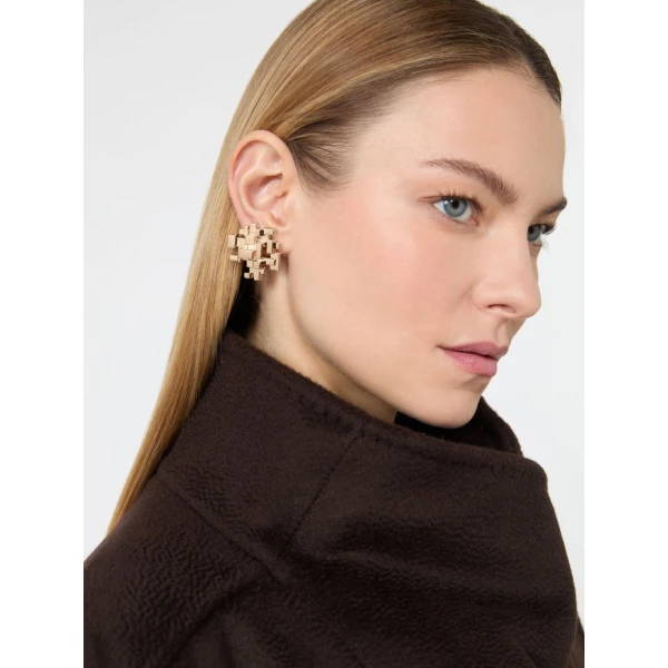 Max Mara Deserto Brutalist Clip Earrings in Bronze | Earrings | Luxury Shoes 