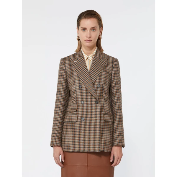 Max Mara Deserto Double-Breasted Mouline Wool Twill Blazer in Beige | Blazers | Luxury Shoes 