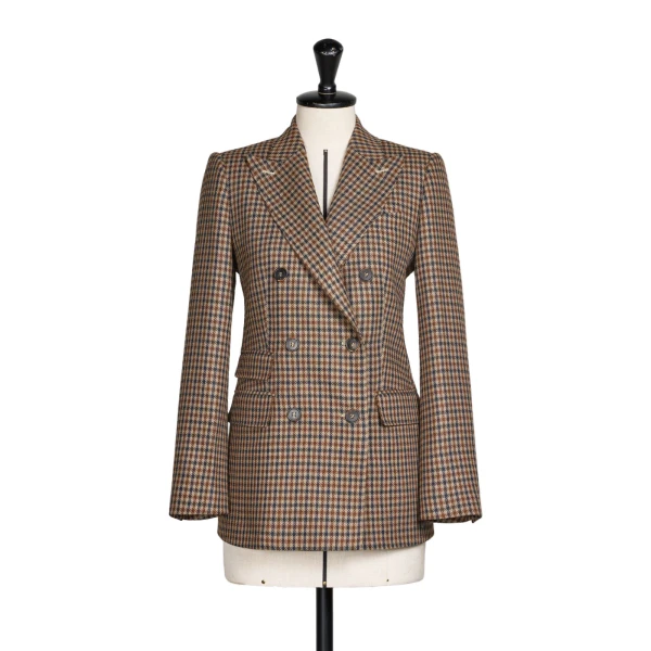 Deserto Double-Breasted Mouline Wool Twill Blazer in Beige