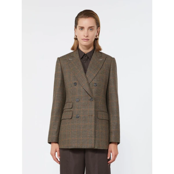 Max Mara Deserto Double-Breasted Mouline Wool Twill Blazer in Black | Blazers | Luxury Shoes 