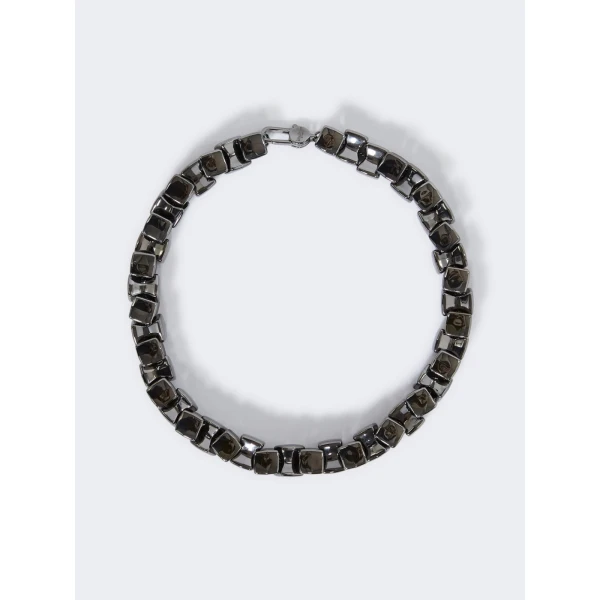 Max Mara Deserto Metal Choker Necklace in Dark Grey | Necklace | Luxury Shoes 