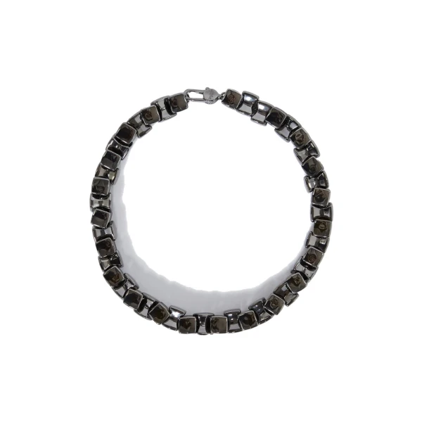 Max Mara Deserto Metal Choker Necklace in Dark Grey | Women | Luxury Shoes 