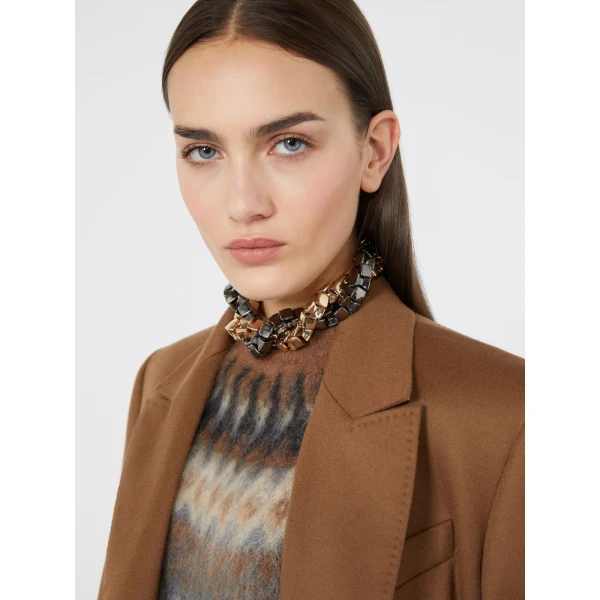 Max Mara Deserto Metal Choker Necklace in Gold | Necklace | Luxury Shoes 