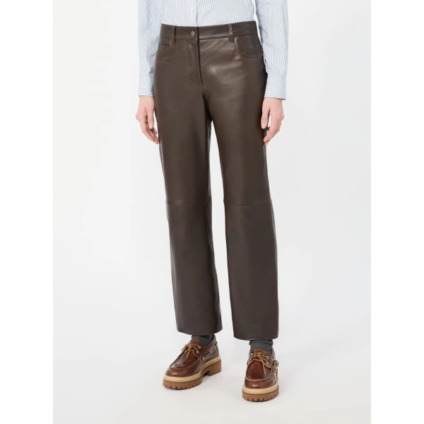 Max Mara Deserto Nappa Leather Trousers in Dark Brown | Tailored pants | Luxury Shoes 