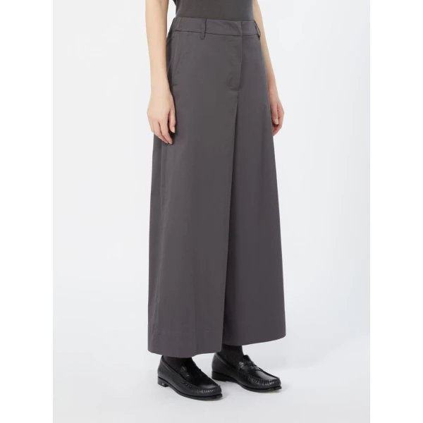 Max Mara Destino Cotton Satin Wide-Leg Trousers in Dark Grey | Wide leg pants | Luxury Shoes 