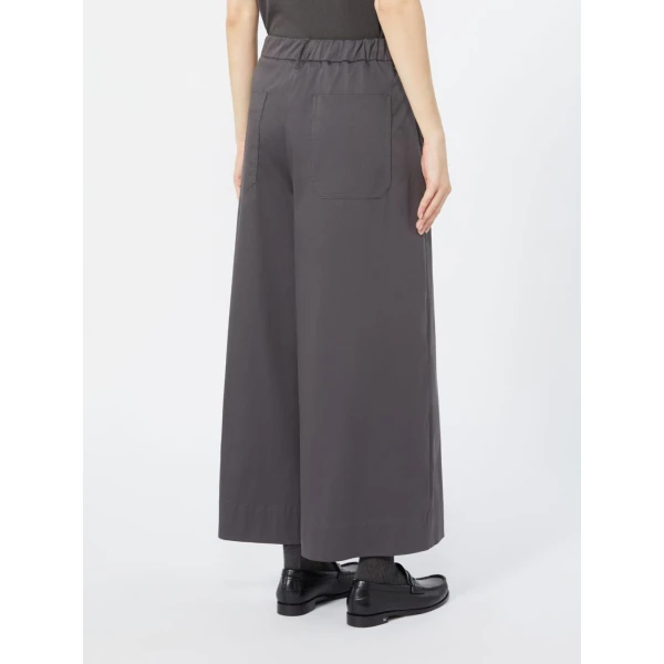Max Mara Destino Cotton Satin Wide-Leg Trousers in Dark Grey | Wide leg pants | Luxury Shoes 