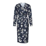 Max Mara Diadema Printed Poplin Wrap Dress in Ultramarine | Midi Dresses | Luxury Shoes 