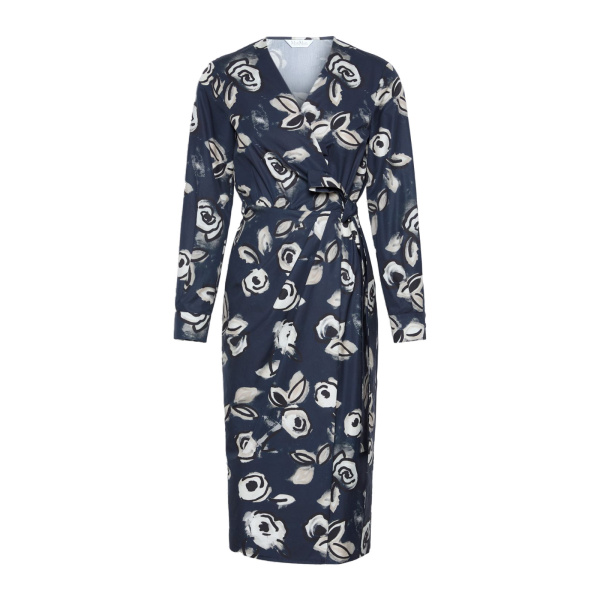 Max Mara Diadema Printed Poplin Wrap Dress in Ultramarine | Midi Dresses | Luxury Shoes 