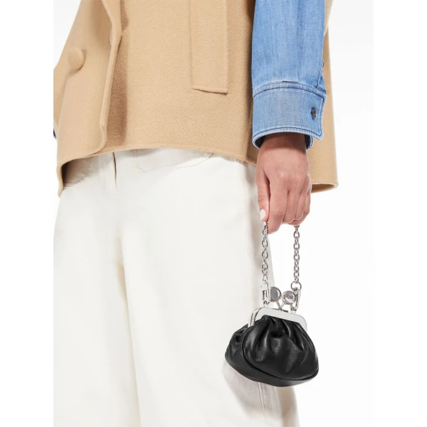 Max Mara Diomede Nappa Sheepskin Nano Pasticcino Bag in Black | Mini Bags | Luxury Shoes 