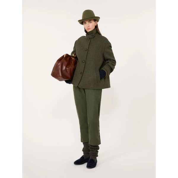 Max Mara Diorama Melange Wool Short Coat in Sage Green | Wool Coat | Luxury Shoes 