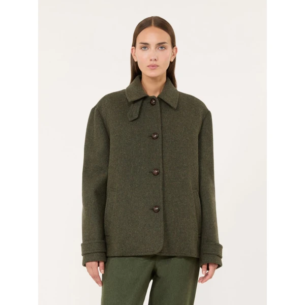 Max Mara Diorama Melange Wool Short Coat in Sage Green | Wool Coat | Luxury Shoes 