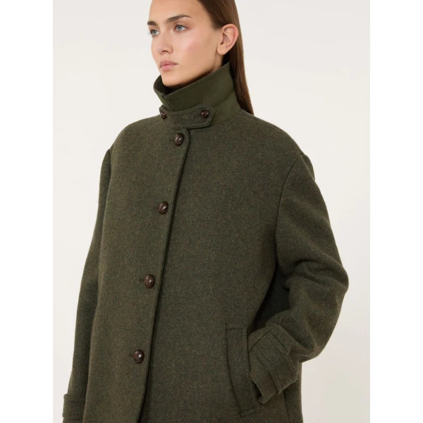Max Mara Diorama Melange Wool Short Coat in Sage Green | Wool Coat | Luxury Shoes 