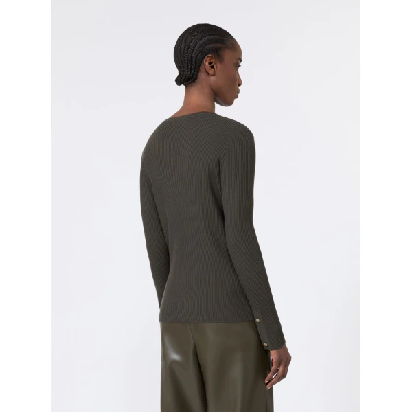 Max Mara Disegno Ribbed Wool Jumper in Khaki | Sweaters | Luxury Shoes 