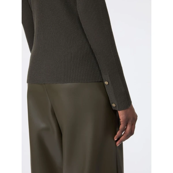 Max Mara Disegno Ribbed Wool Jumper in Khaki | Sweaters | Luxury Shoes 