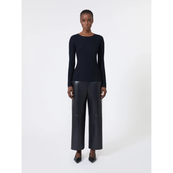 Max Mara Disegno Ribbed Wool Jumper in Ultramarine | Sweaters | Luxury Shoes 