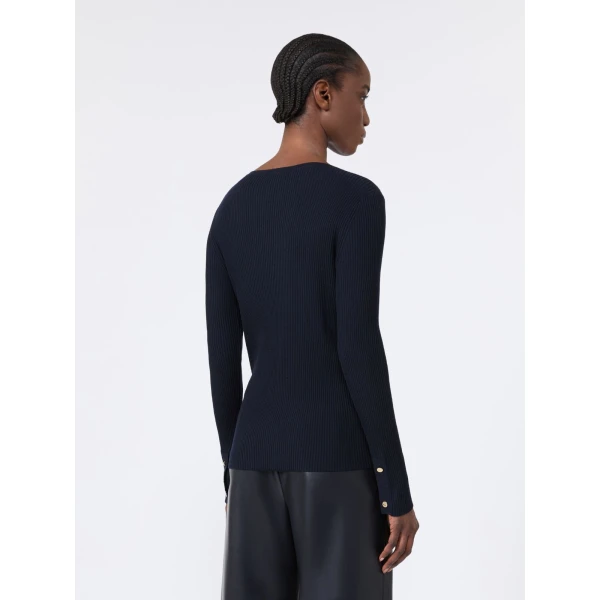 Max Mara Disegno Ribbed Wool Jumper in Ultramarine | Sweaters | Luxury Shoes 