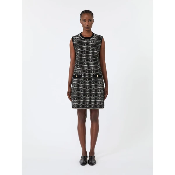 Max Mara Diva Jacquard Wool and Cashmere Mini Dress in Black | Mini Dresses | Luxury Shoes 