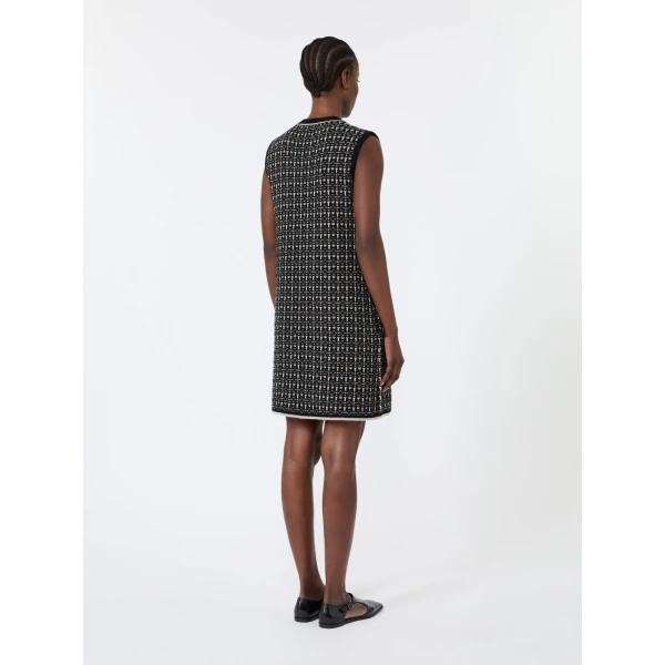 Max Mara Diva Jacquard Wool and Cashmere Mini Dress in Black | Mini Dresses | Luxury Shoes 
