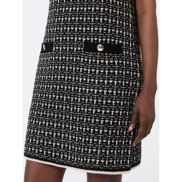 Max Mara Diva Jacquard Wool and Cashmere Mini Dress in Black | Mini Dresses | Luxury Shoes 