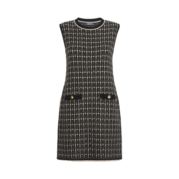Max Mara Diva Jacquard Wool and Cashmere Mini Dress in Black | Mini Dresses | Luxury Shoes 