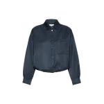 Max Mara Diva Water-Repellent Twill Shirt Jacket in Navy | Jackets | Luxury Shoes 
