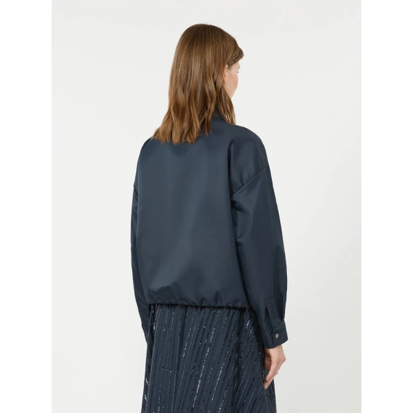Max Mara Diva Water-Repellent Twill Shirt Jacket in Navy | Jackets | Luxury Shoes 