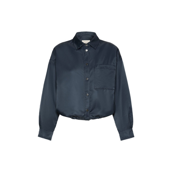 Max Mara Diva Water-Repellent Twill Shirt Jacket in Navy | Jackets | Luxury Shoes 