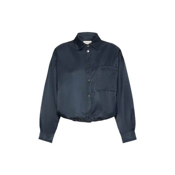 Diva Water-Repellent Twill Shirt Jacket in Navy