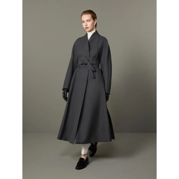 Max Mara Divo Combed Wool Kimono Coat in Medium Grey | Wool Coat | Luxury Shoes 