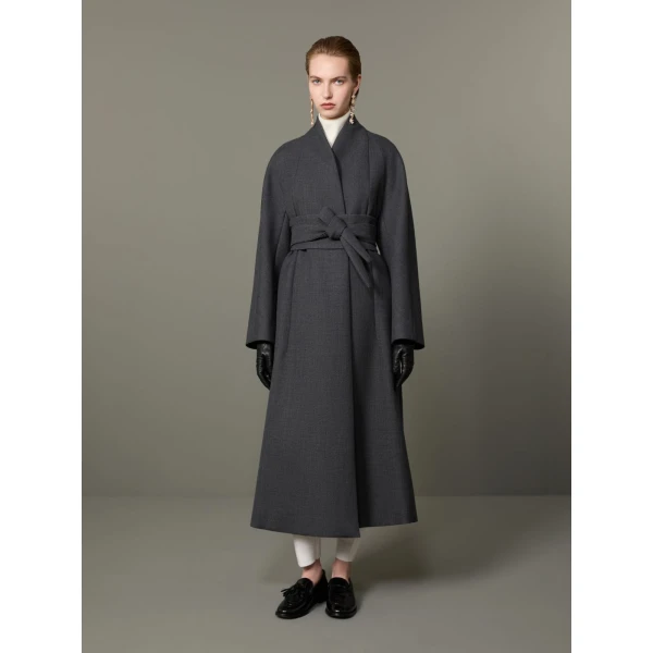Max Mara Divo Combed Wool Kimono Coat in Medium Grey | Wool Coat | Luxury Shoes 