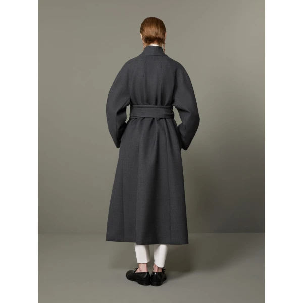 Max Mara Divo Combed Wool Kimono Coat in Medium Grey | Wool Coat | Luxury Shoes 