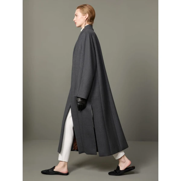 Max Mara Divo Combed Wool Kimono Coat in Medium Grey | Wool Coat | Luxury Shoes 