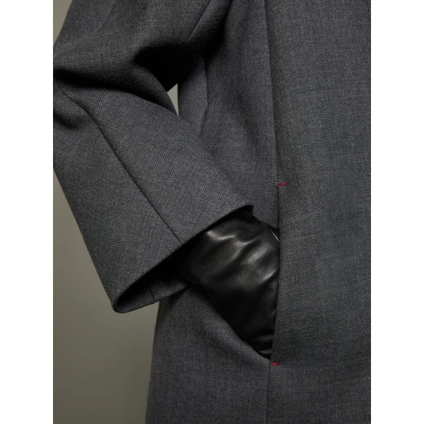 Max Mara Divo Combed Wool Kimono Coat in Medium Grey | Wool Coat | Luxury Shoes 