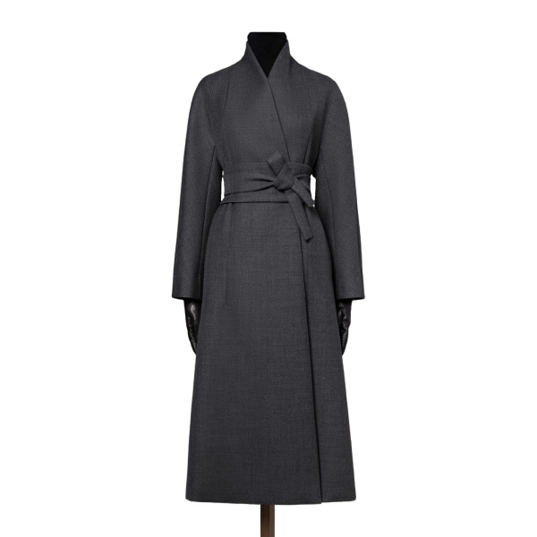 Max Mara Divo Combed Wool Kimono Coat in Medium Grey | Wool Coat | Luxury Shoes 