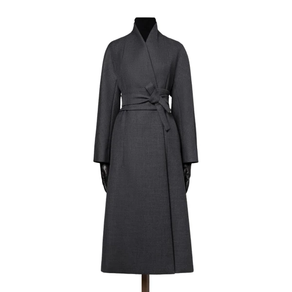 Max Mara Divo Combed Wool Kimono Coat in Medium Grey | Wool Coat | Luxury Shoes 