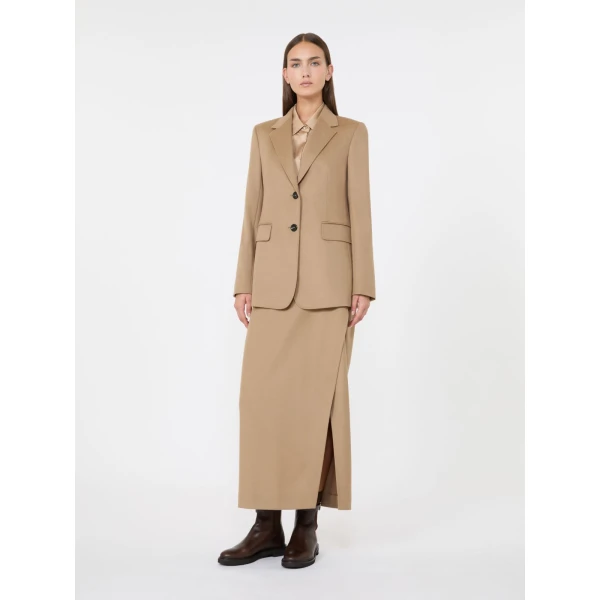 Max Mara Divo Wool Wrap Skirt in Camel | Pencil Skirts | Luxury Shoes 