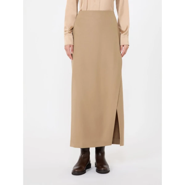 Max Mara Divo Wool Wrap Skirt in Camel | Pencil Skirts | Luxury Shoes 