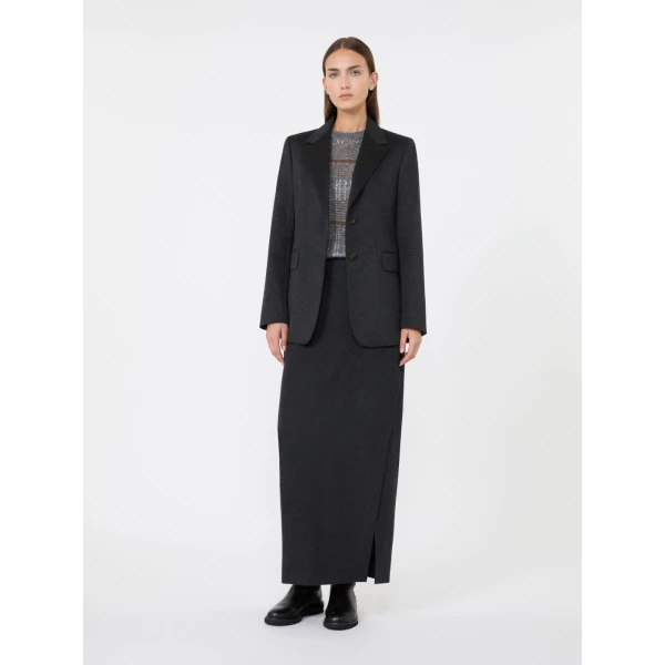 Max Mara Divo Wool Wrap Skirt in Dark Grey | Pencil Skirts | Luxury Shoes 
