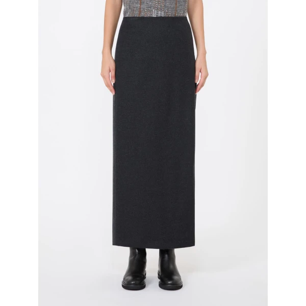Max Mara Divo Wool Wrap Skirt in Dark Grey | Pencil Skirts | Luxury Shoes 