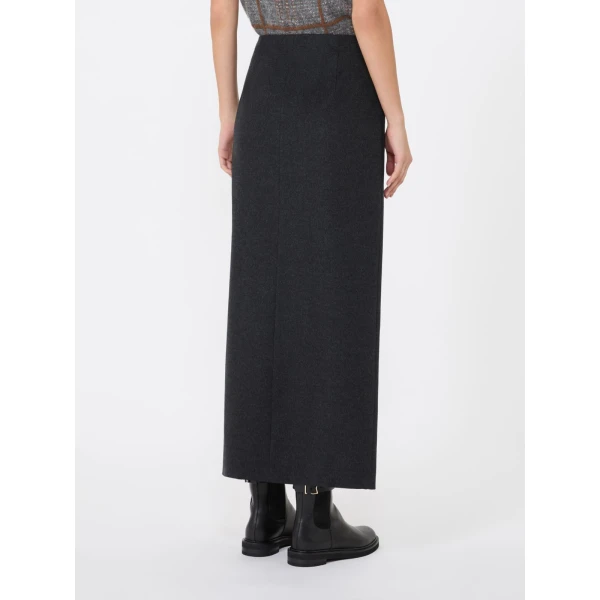 Max Mara Divo Wool Wrap Skirt in Dark Grey | Pencil Skirts | Luxury Shoes 