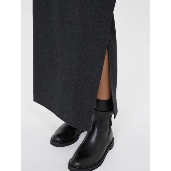 Max Mara Divo Wool Wrap Skirt in Dark Grey | Pencil Skirts | Luxury Shoes 