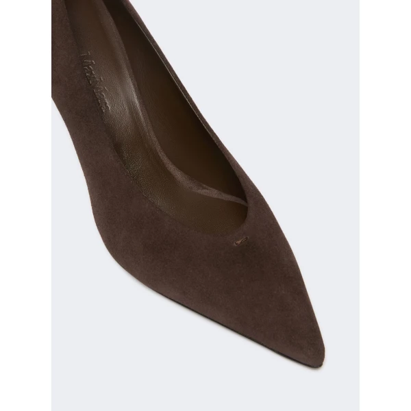 Max Mara Donare Suede Court Shoes in Dark Brown | Heels | Luxury Shoes 
