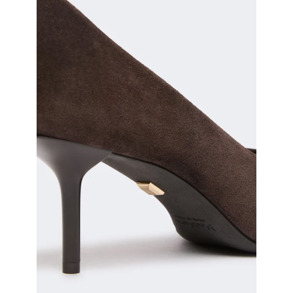 Max Mara Donare Suede Court Shoes in Dark Brown | Heels | Luxury Shoes 