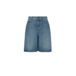 Max Mara Donnola Cotton Denim Bermuda Shorts in Navy | Shorts | Luxury Shoes 