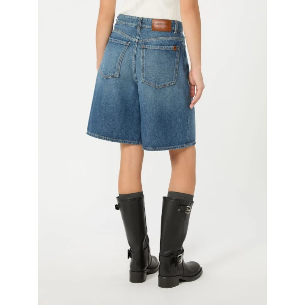 Max Mara Donnola Cotton Denim Bermuda Shorts in Navy | Shorts | Luxury Shoes 