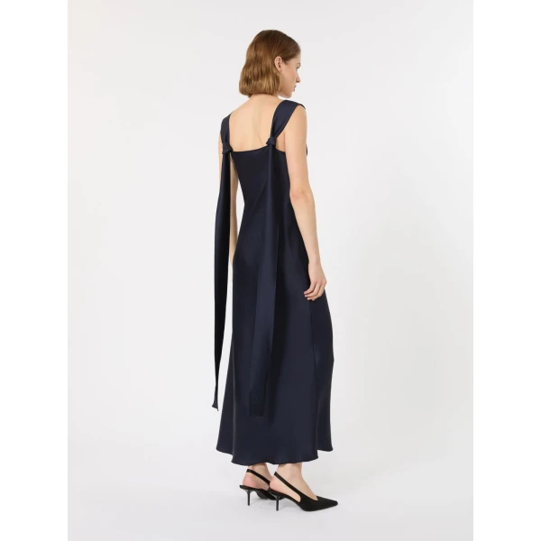 Max Mara Dono Envers Satin Slip Dress in Midnight Blue | Evening Gowns | Luxury Shoes 