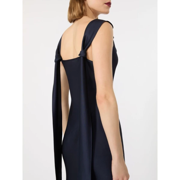 Max Mara Dono Envers Satin Slip Dress in Midnight Blue | Evening Gowns | Luxury Shoes 